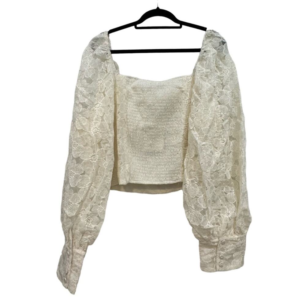 EN SAISON NWT $148 Agathe Natural Embroidered Floral Top Size 3X - Picture 5 of 10